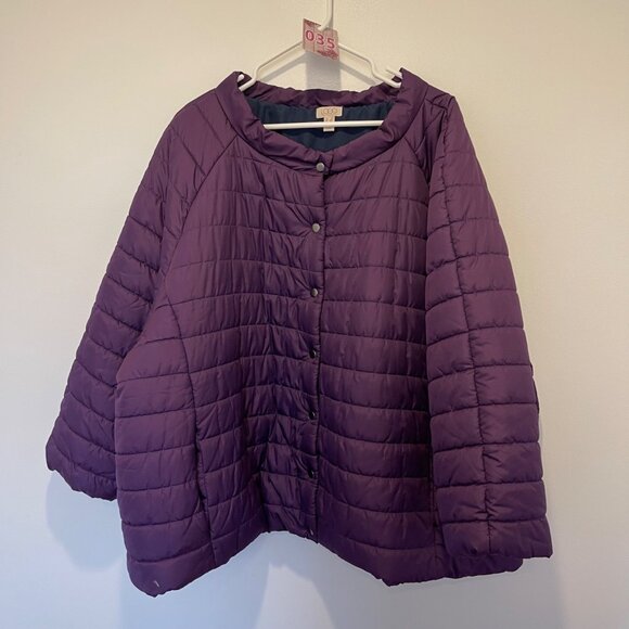 NWOT LOGO Lori Goldstein Womens Purple Quilted Jacket 5X Polyester Snap Buttons - Picture 6 of 6